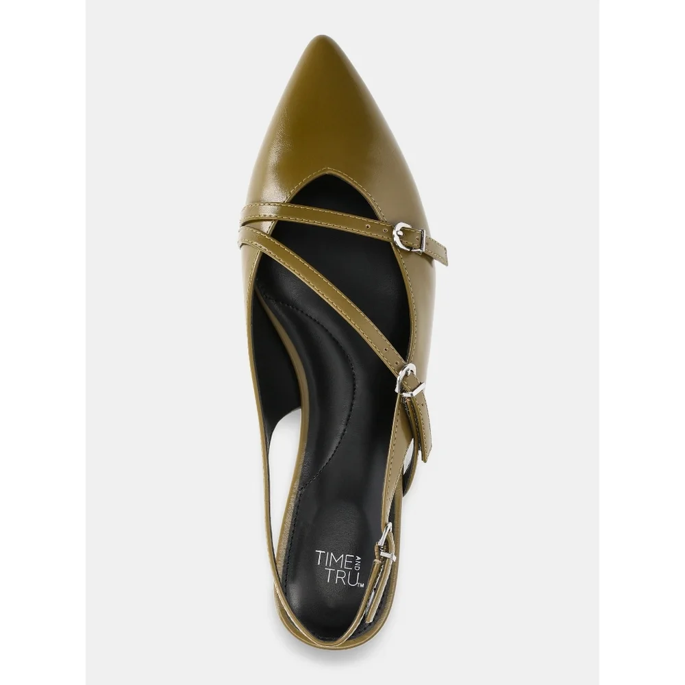 NWT Time and Tru Women's Strappy Sling Back Flats